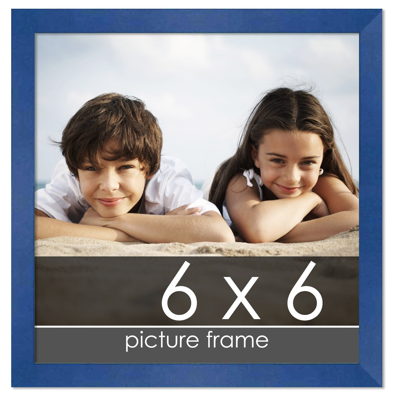 6x6 Classic Modern Blue Picture Frame - UV Acrylic, Foam Board Backing, Hanging Hardware